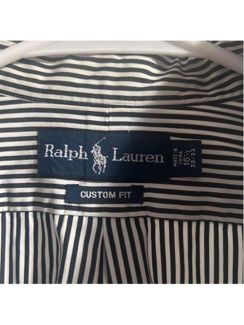 Ralph Lauren Navy and White Striped Button-Down Shirt - Picture 2 of 5